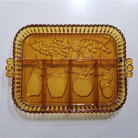 Vintage 5 Part Relish Tray Indiana Glass Amber